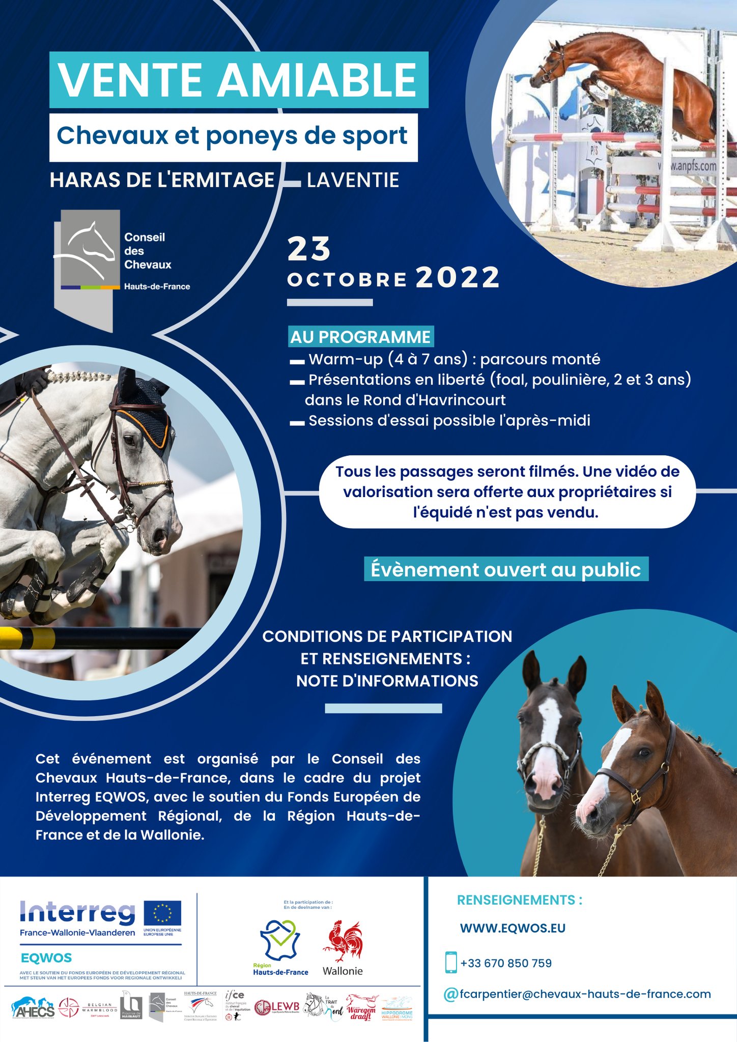 Vente amiable de chevaux et poneys de sport avec le soutien du Fonds Européen de Développement Régional
